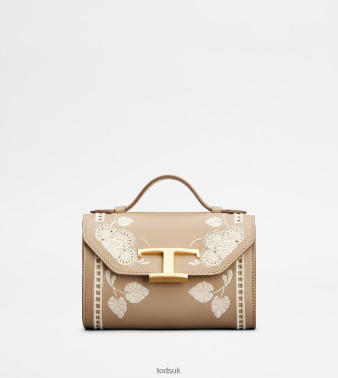Tod's Women T Timeless Crossbody Bag in Leather Micro 602L84455 Beige