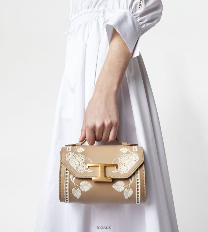 Tod's Women T Timeless Crossbody Bag in Leather Micro 602L84455 Beige