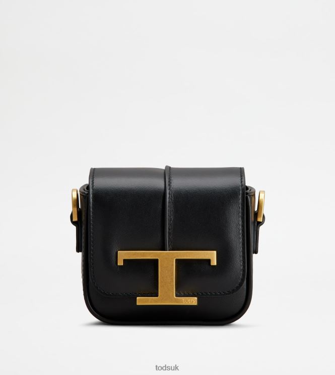 Tod's Women T Timeless Crossbody Bag in Leather Micro 602L84456 Black