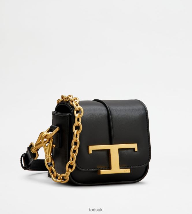 Tod's Women T Timeless Crossbody Bag in Leather Micro 602L84456 Black