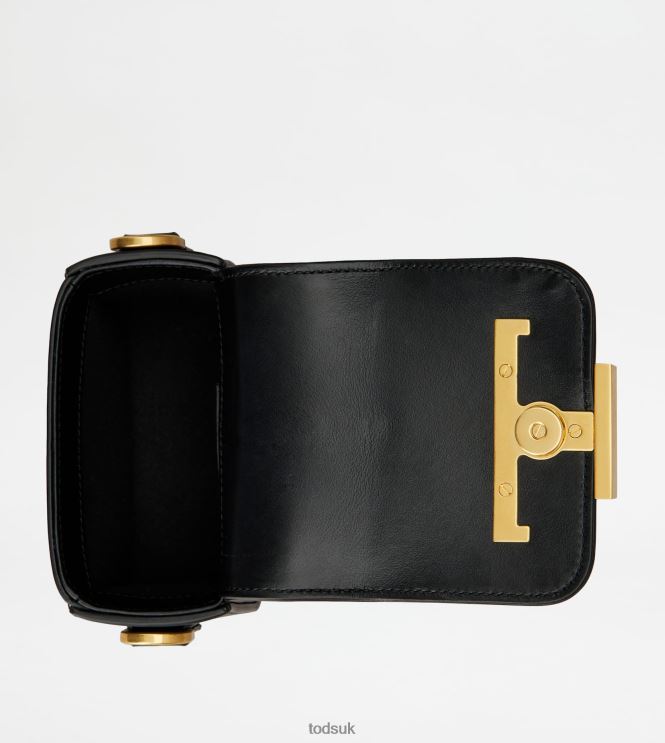 Tod's Women T Timeless Crossbody Bag in Leather Micro 602L84456 Black