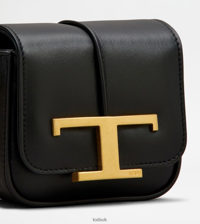 Tod's Women T Timeless Crossbody Bag in Leather Micro 602L84456 Black