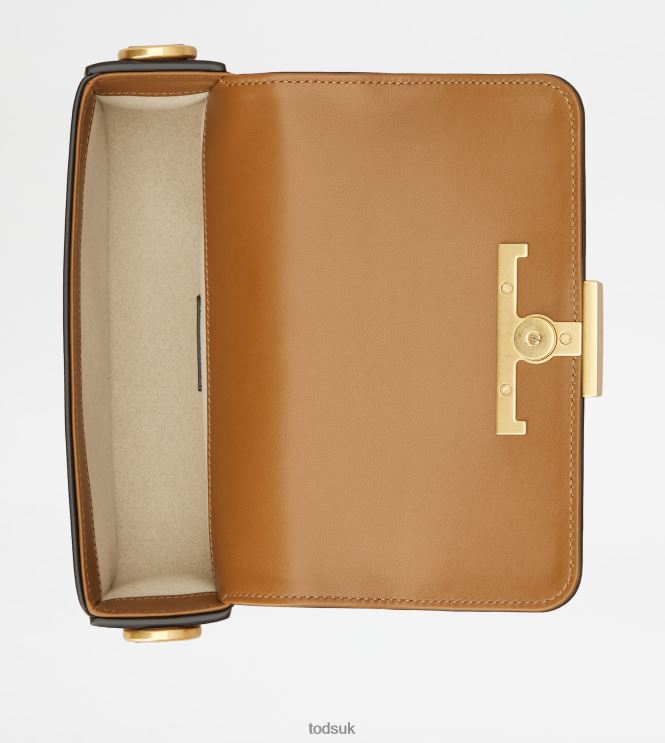 Tod's Women T Timeless Crossbody Bag in Leather Mini 602L84444 Brown