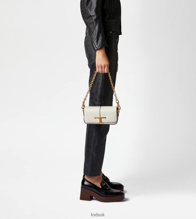 Tod's Women T Timeless Crossbody Bag in Leather Mini 602L84445 White