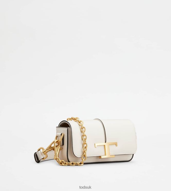 Tod's Women T Timeless Crossbody Bag in Leather Mini 602L84445 White