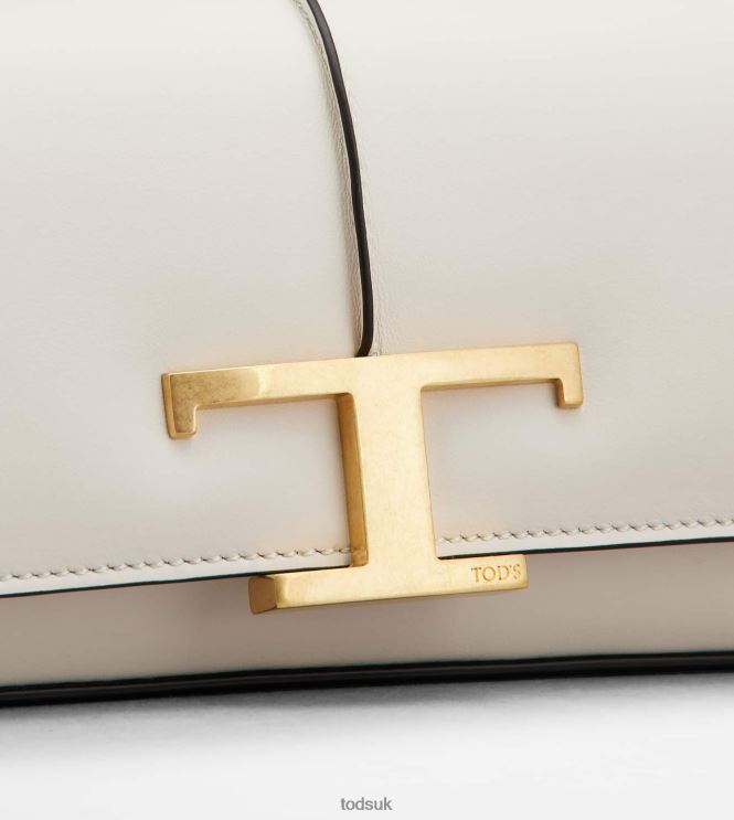 Tod's Women T Timeless Crossbody Bag in Leather Mini 602L84445 White