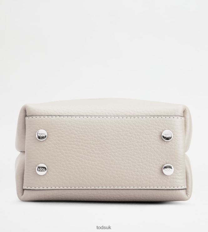 Tod's Women Micro Bag in Leather 602L84463 Grey/Burgundy
