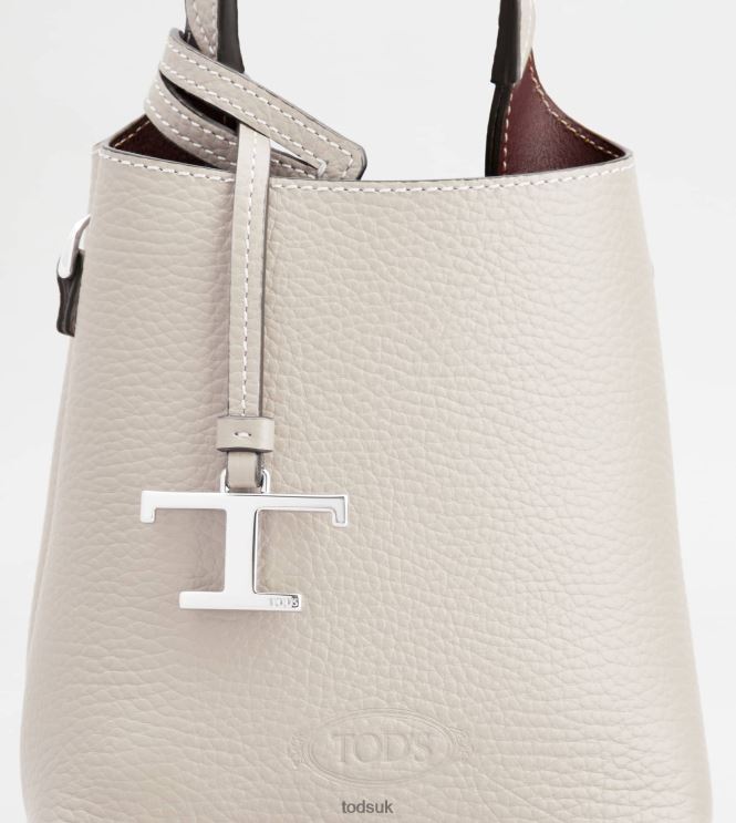 Tod's Women Micro Bag in Leather 602L84463 Grey/Burgundy