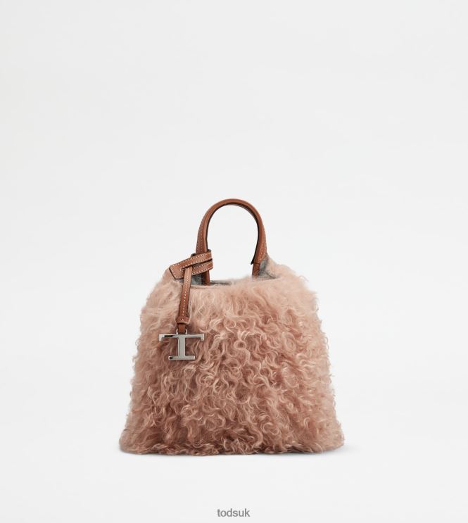 Tod's Women Micro Bag in Mohair and Leather Micro 602L84468 Pink
