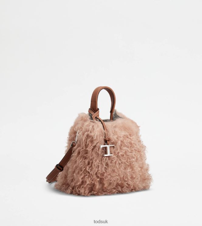 Tod's Women Micro Bag in Mohair and Leather Micro 602L84468 Pink