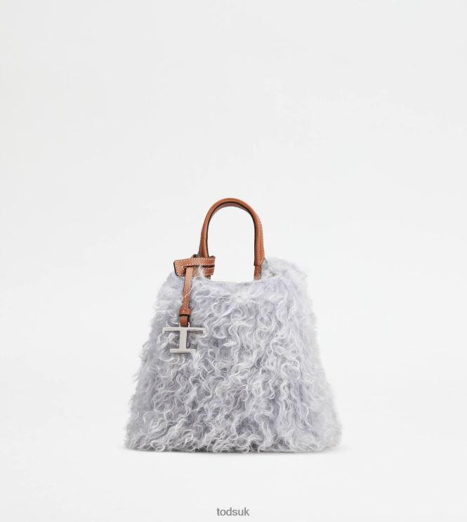 Tod's Women Micro Bag in Mohair and Leather Micro 602L84470 Grey/Brown