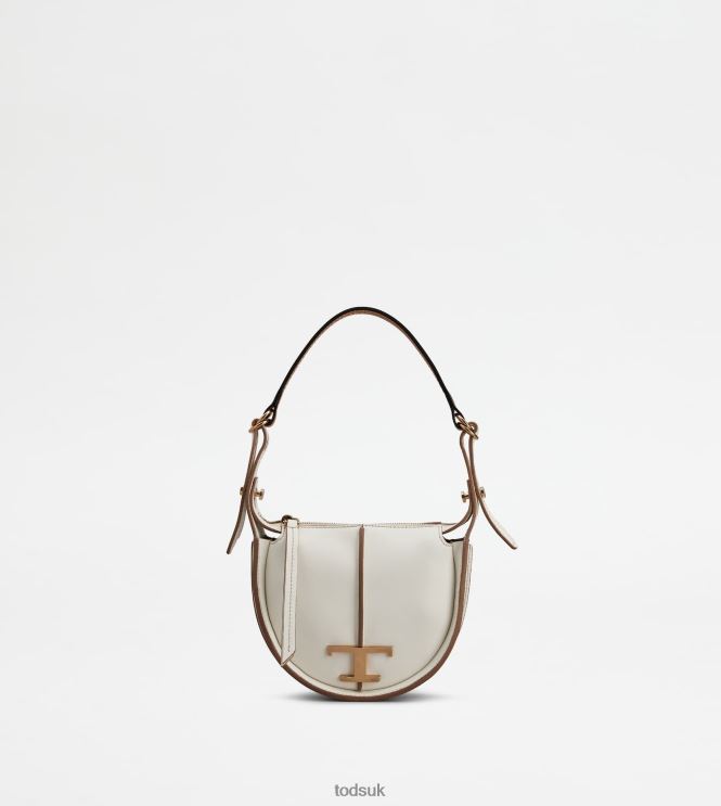 Tod's Women T Timeless Hobo Bag in Leather Micro 602L84465 White