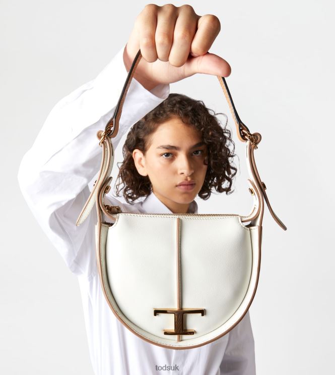 Tod's Women T Timeless Hobo Bag in Leather Micro 602L84465 White