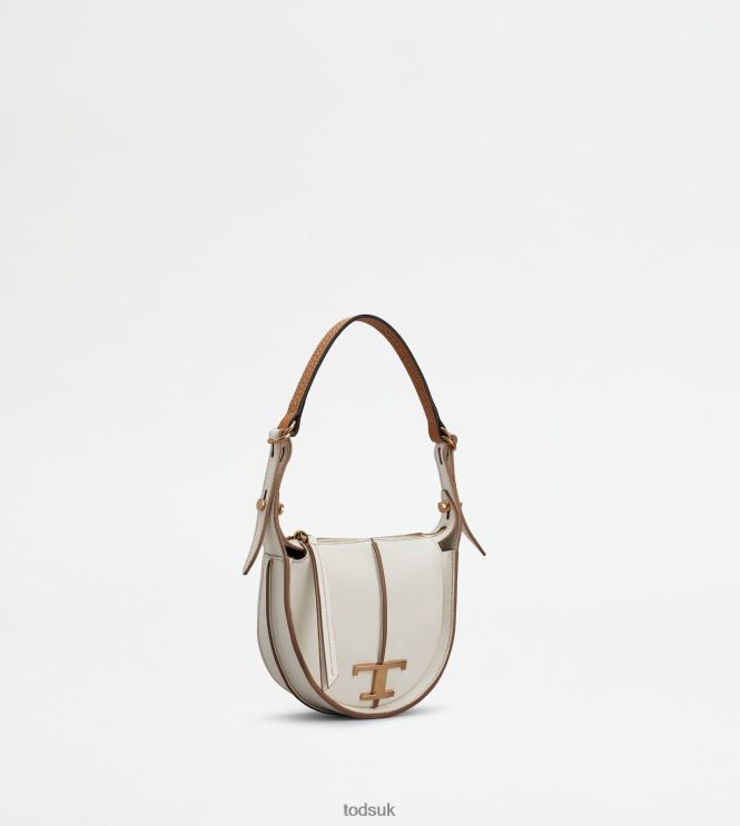 Tod's Women T Timeless Hobo Bag in Leather Micro 602L84465 White