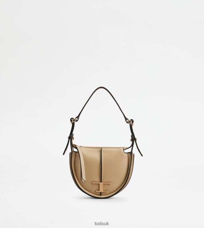 Tod's Women T Timeless Hobo Bag in Leather Micro 602L84466 Beige