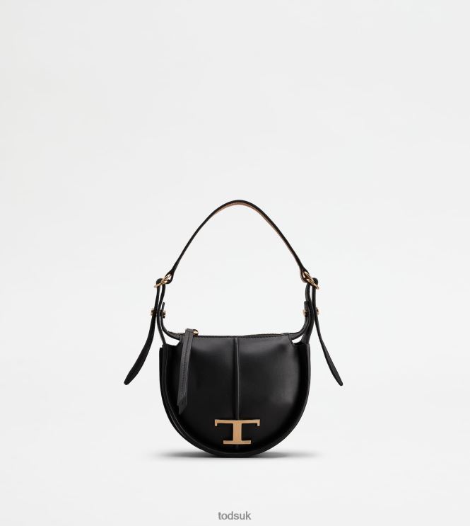 Tod's Women T Timeless Hobo Bag in Leather Micro 602L84467 Black