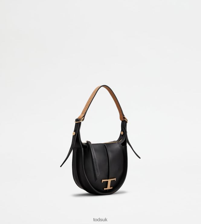 Tod's Women T Timeless Hobo Bag in Leather Micro 602L84467 Black