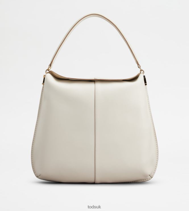 Tod's Women Hobo Bag T Case in Leather Large 602L84393 Off White