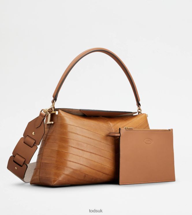 Tod's Women Shoulder Bag T Case in Eel Leather Small 602L84400 Brown