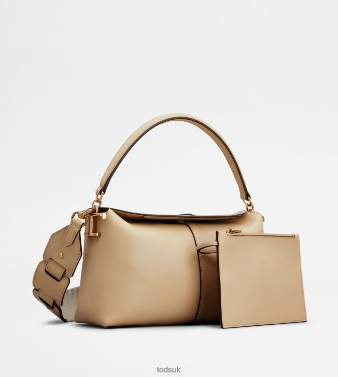 Tod's Women Shoulder Bag T Case in Leather Mini 602L84449 Beige