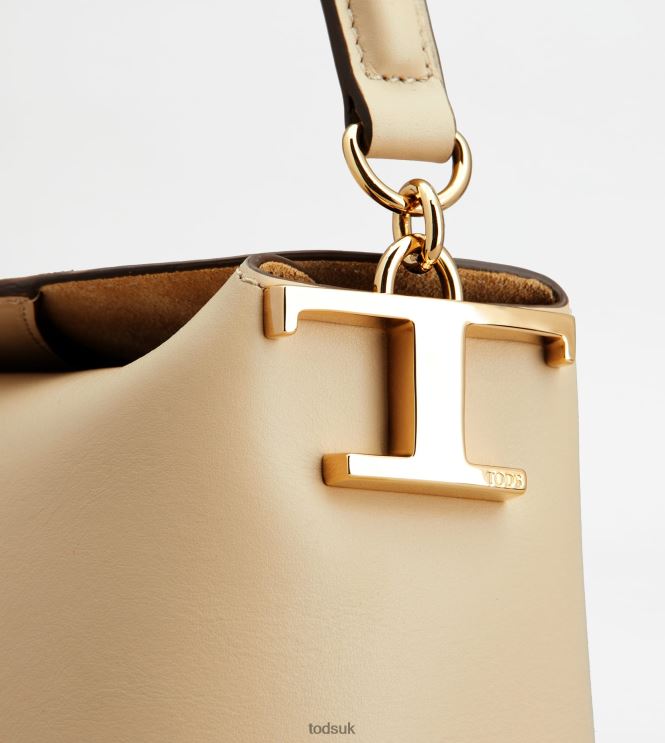 Tod's Women Shoulder Bag T Case in Leather Mini 602L84449 Beige