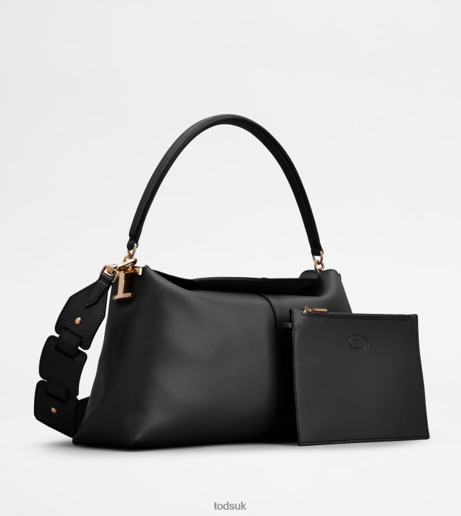 Tod's Women Shoulder Bag T Case in Leather Small 602L84399 Black