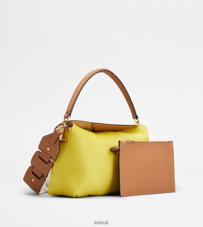 Tod's Women Shoulder Bag T Case in Pony-skin Effect Leather Mini 602L84424 Yellow