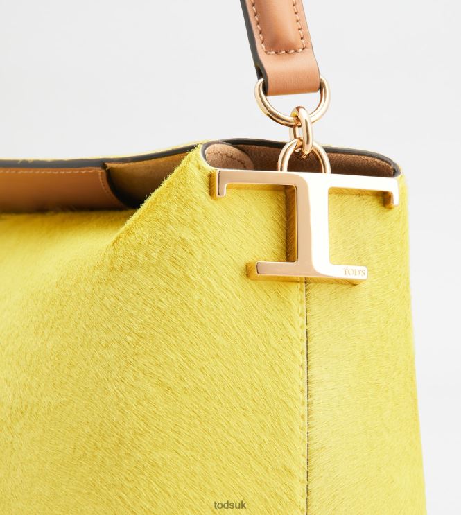 Tod's Women Shoulder Bag T Case in Pony-skin Effect Leather Mini 602L84424 Yellow