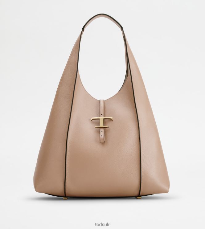 Tod's Women T Timeless Hobo Bag in Leather Large 602L84377 Pink