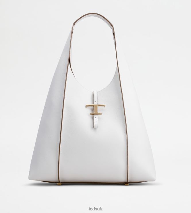 Tod's Women T Timeless Hobo Bag in Leather Large 602L84378 White