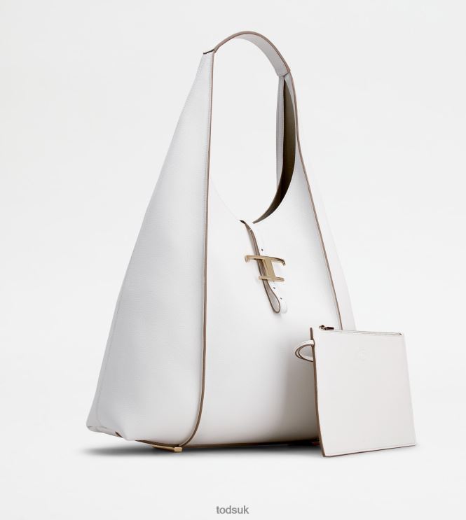 Tod's Women T Timeless Hobo Bag in Leather Large 602L84378 White