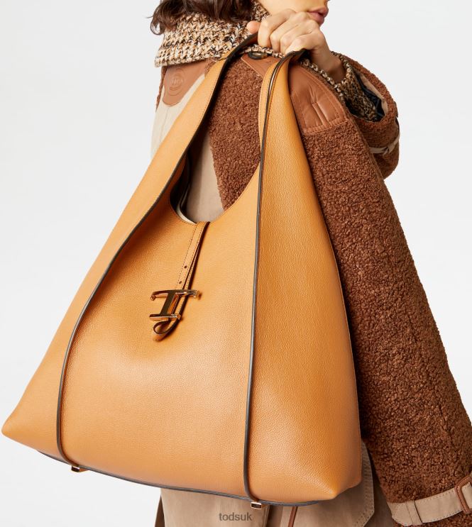 Tod's Women T Timeless Hobo Bag in Leather Large 602L84379 Brown
