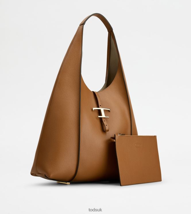 Tod's Women T Timeless Hobo Bag in Leather Large 602L84379 Brown