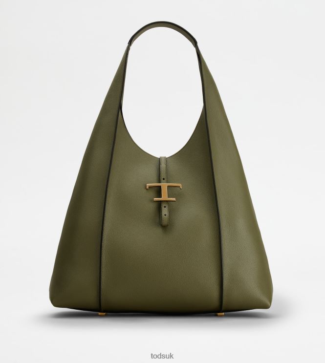 Tod's Women T Timeless Hobo Bag in Leather Large 602L84380 Green
