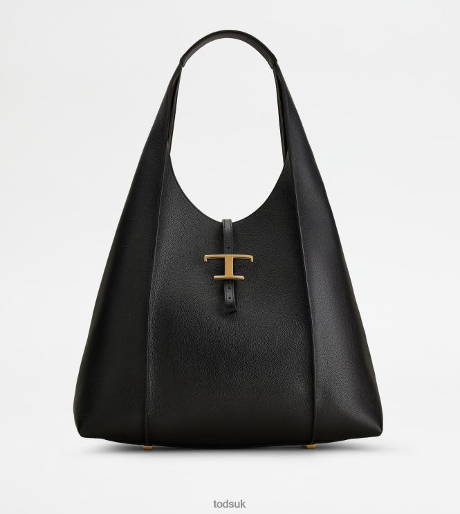 Tod's Women T Timeless Hobo Bag in Leather Large 602L84381 Black