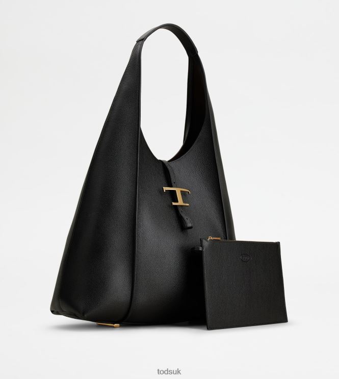 Tod's Women T Timeless Hobo Bag in Leather Large 602L84381 Black