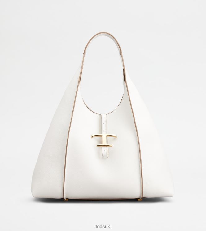 Tod's Women T Timeless Hobo Bag in Leather Medium 602L84383 White