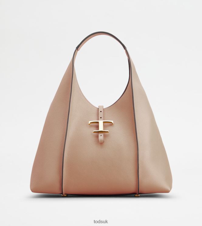 Tod's Women T Timeless Hobo Bag in Leather Medium 602L84384 Pink
