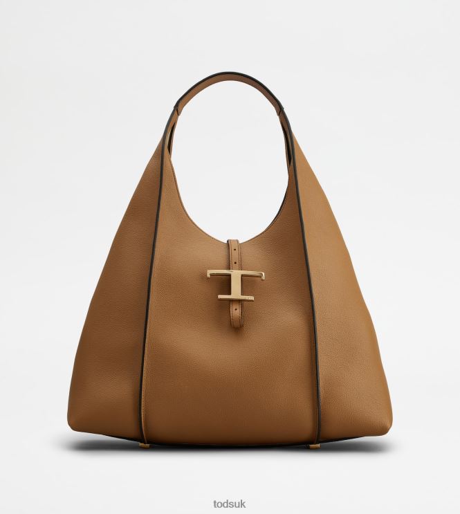 Tod's Women T Timeless Hobo Bag in Leather Medium 602L84385 Brown