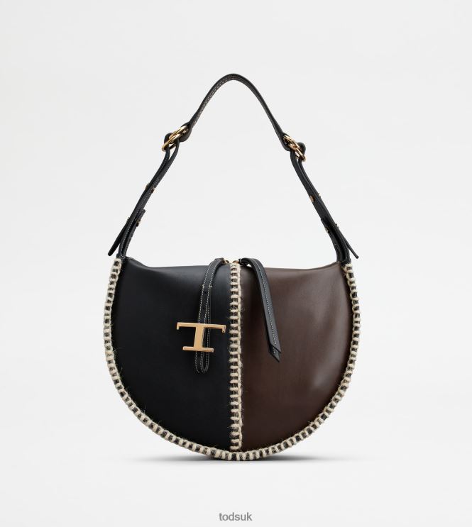 Tod's Women T Timeless Hobo Bag in Leather Medium 602L84412 Black