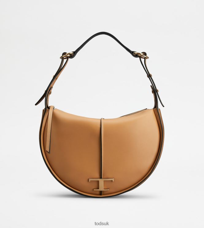 Tod's Women T Timeless Hobo Bag in Leather Medium 602L84417 Brown