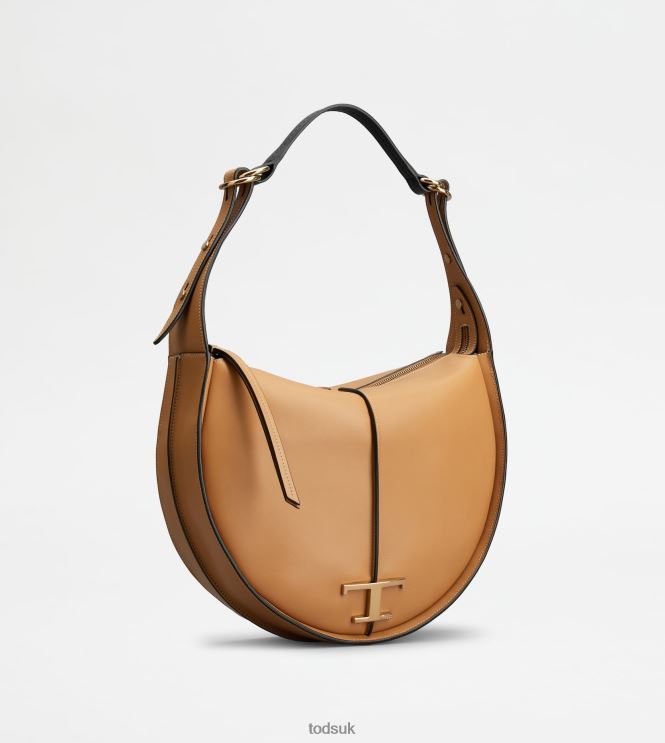 Tod's Women T Timeless Hobo Bag in Leather Medium 602L84417 Brown