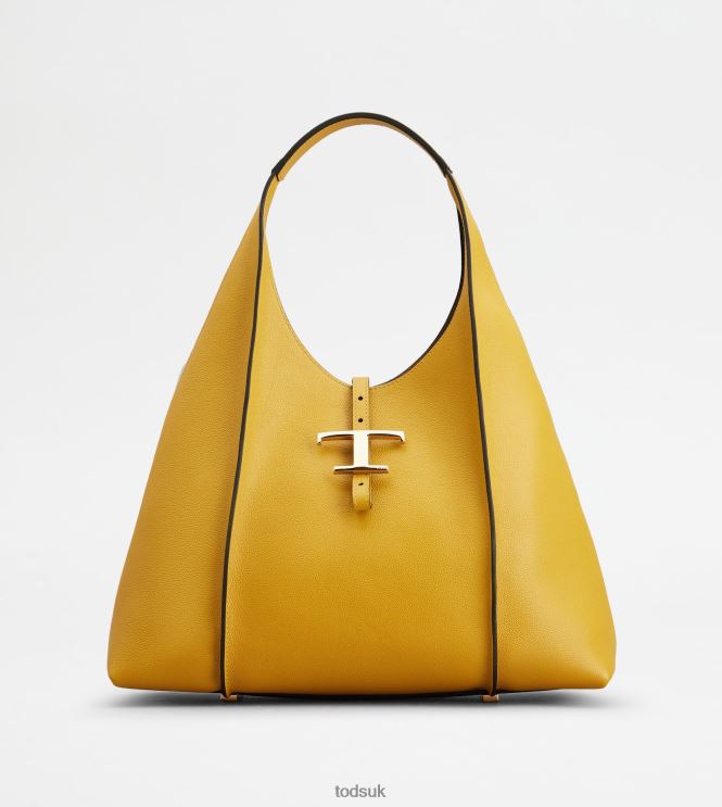 Tod's Women T Timeless Hobo Bag in Leather Medium 602L84423 Yellow
