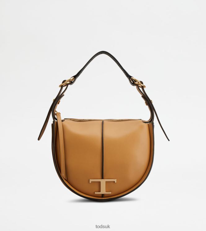 Tod's Women T Timeless Hobo Bag in Leather Small 602L84414 Brown