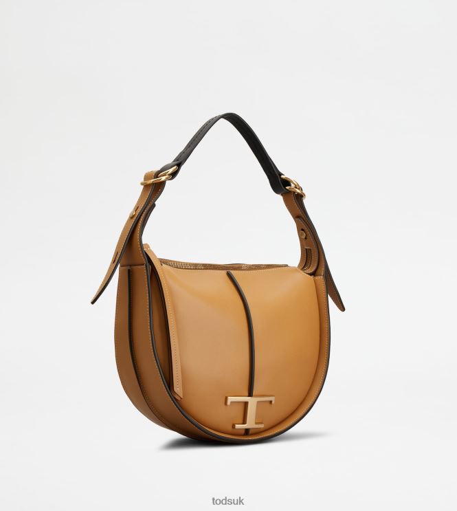 Tod's Women T Timeless Hobo Bag in Leather Small 602L84414 Brown