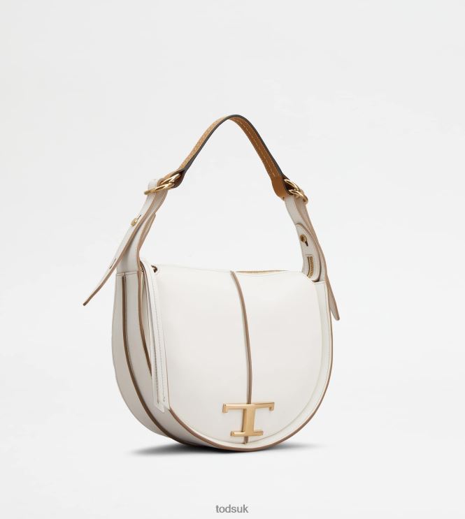 Tod's Women T Timeless Hobo Bag in Leather Small 602L84415 White