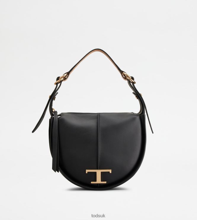 Tod's Women T Timeless Hobo Bag in Leather Small 602L84416 Black