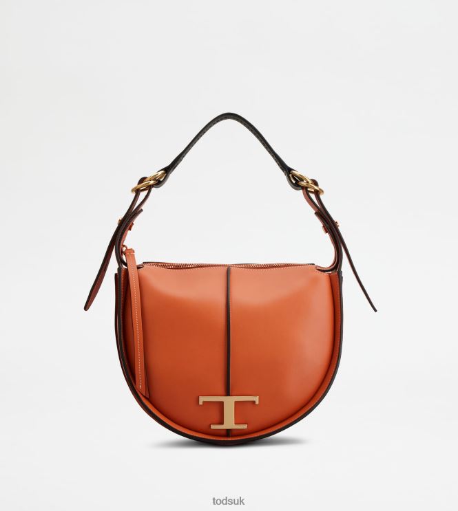 Tod's Women T Timeless Hobo Bag in Leather Small 602L84430 Orange