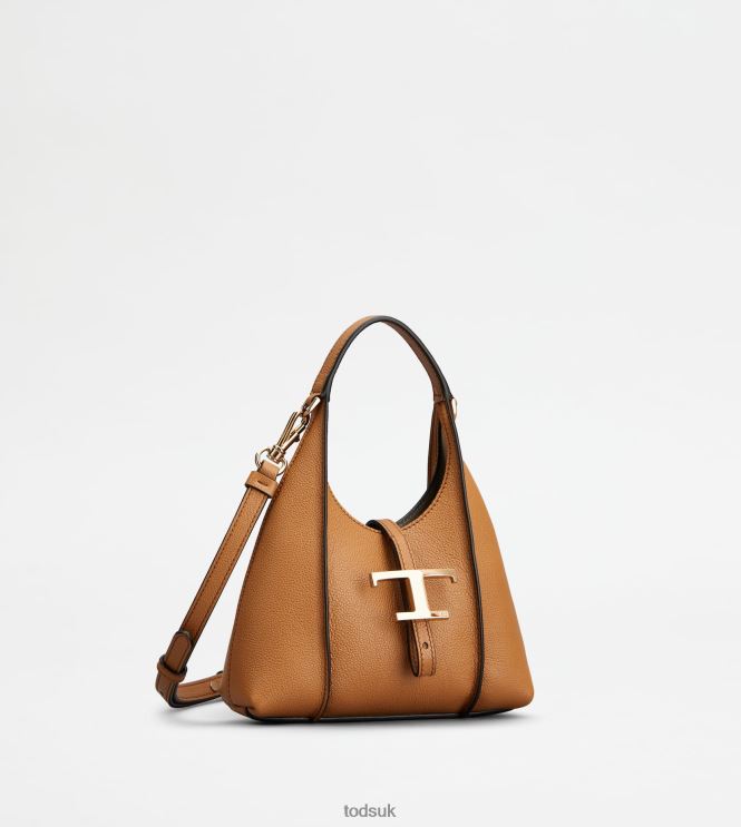 Tod's Women T Timeless Hobo Bag in leather micro 602L84426 Brown
