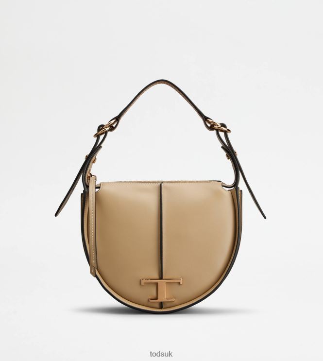 Tod's Women T Timeless Hobo Bag in leather small 602L84431 Beige